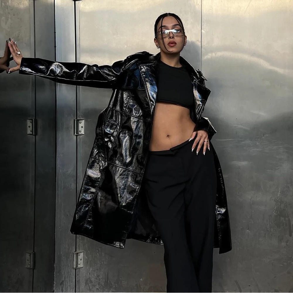 Fashion Nova Glossy Black Leather Jacket